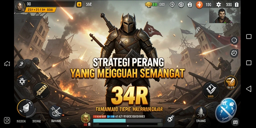 Tampilan strategis pertempuran di dalam game SLG 34R.