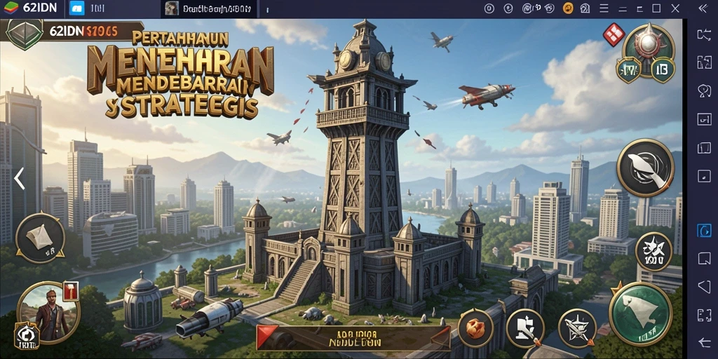 Tangkapan layar gameplay 62IDN yang menampilkan menara pertahanan yang kokoh.