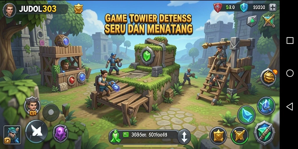 Tampilan gameplay <strong>JUDOL303</strong> saat pertahanan melawan gelombang musuh.