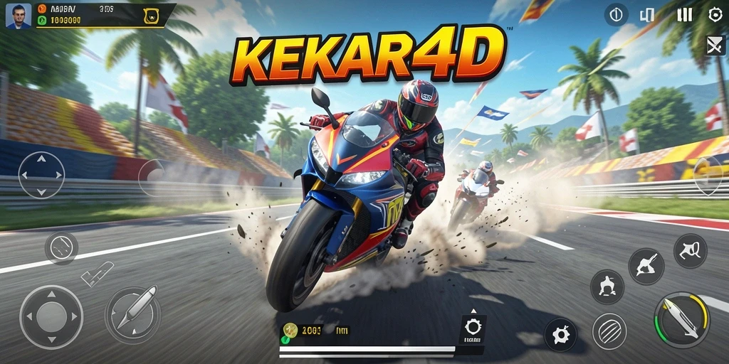 Gameplay seru dari KEKAR4D dengan balapan motor yang mendebarkan.