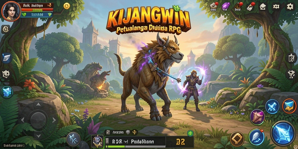 Screenshot gameplay KIJANGWIN menampilkan aksi seru dalam pertempuran RPG.