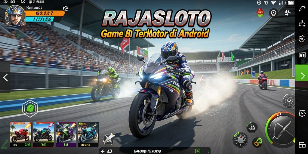 Screenshot gameplay RAJASLOTO yang menampilkan balapan mendebarkan di jalanan.